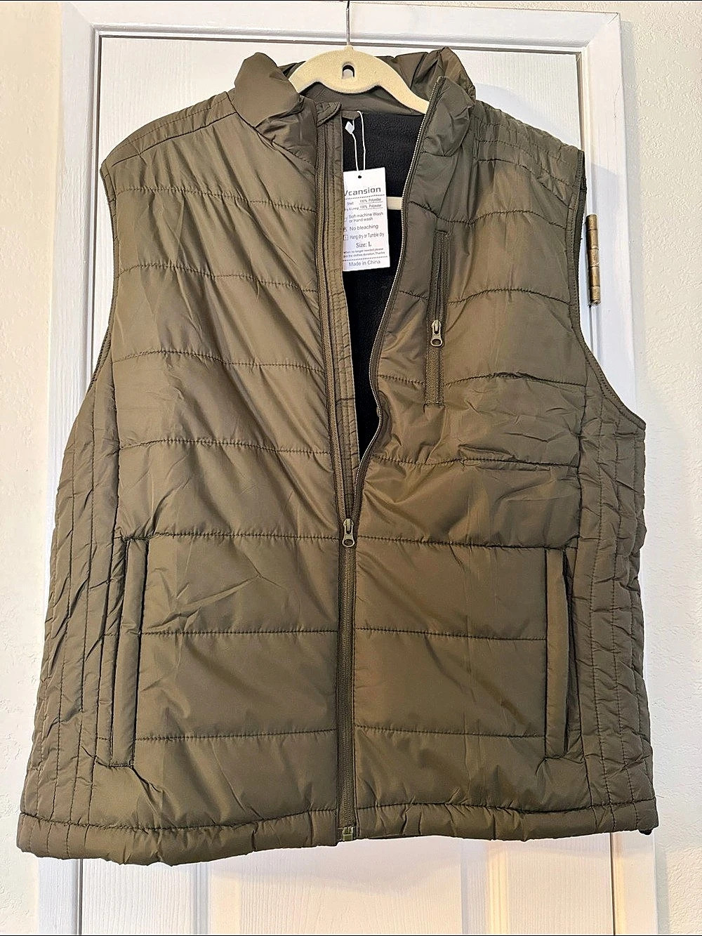 NWT Vcansion Men's Outdoor Stand Collar Fleece Jacket Vest Green Size Large
